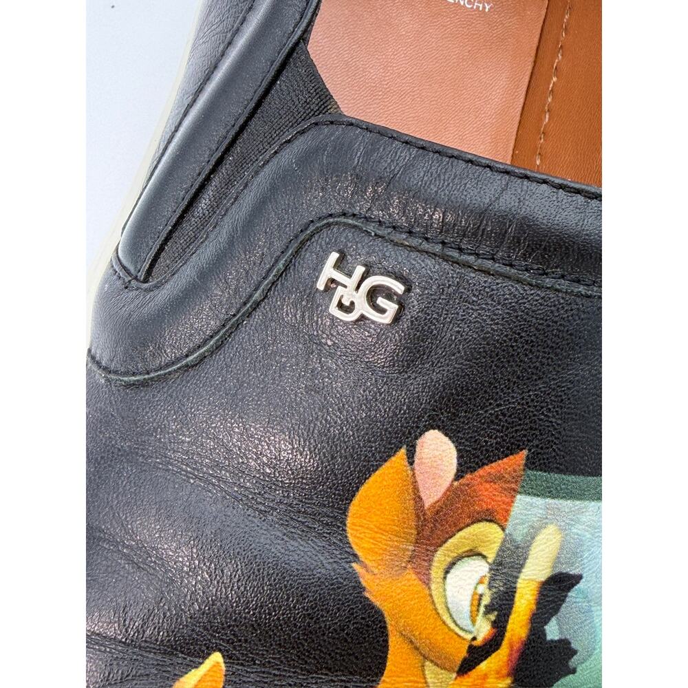 Authentic Givenchy Bambi Disney Slip On Sneakers Black Leather Size 39 / 9 - Picture 12 of 14